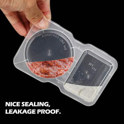 20 Set Reusable Snack Containers, 2-Compartment Dipping Containers with Lid for Refrigeration, Portion Control, Outdoor Takeaway Sauce Dip Case.