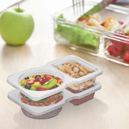20 Set Reusable Snack Containers, 2-Compartment Dipping Containers with Lid for Refrigeration, Portion Control, Outdoor Takeaway Sauce Dip Case.
