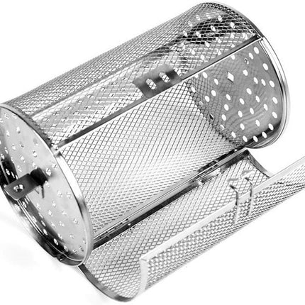 Rotisserie Basket for Oven & Grill - 360-Degree Rotating Stainless Steel with Door Opening Design, Perfect for Smoking Meat, Roasting Nuts, and BBQ Accessories.
