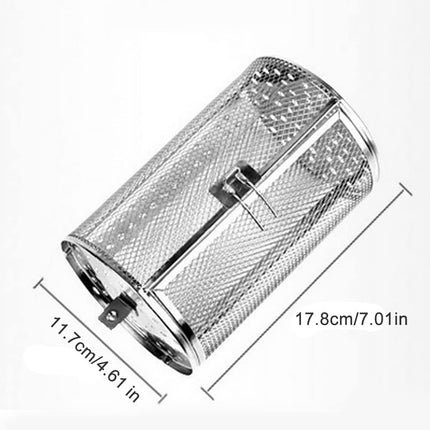 Rotisserie Basket for Oven & Grill - 360-Degree Rotating Stainless Steel with Door Opening Design, Perfect for Smoking Meat, Roasting Nuts, and BBQ Accessories.