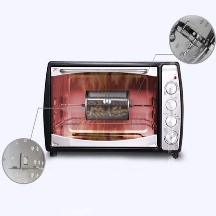 Rotisserie Basket for Oven & Grill - 360-Degree Rotating Stainless Steel with Door Opening Design, Perfect for Smoking Meat, Roasting Nuts, and BBQ Accessories.