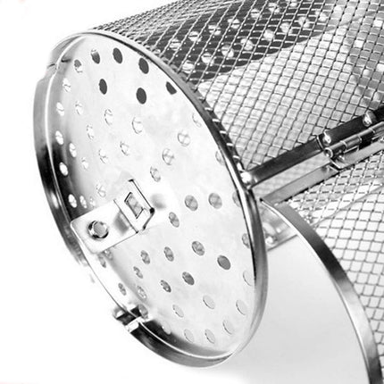 Rotisserie Basket for Oven & Grill - 360-Degree Rotating Stainless Steel with Door Opening Design, Perfect for Smoking Meat, Roasting Nuts, and BBQ Accessories.