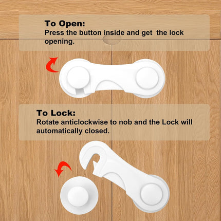 Child Safety Cabinet Locks 10 Pack Cabinet Door Locks with Adhesive for Baby Proof Childproof Safety Locks for Drawer Cupboards Fridge Closet and Pantry.