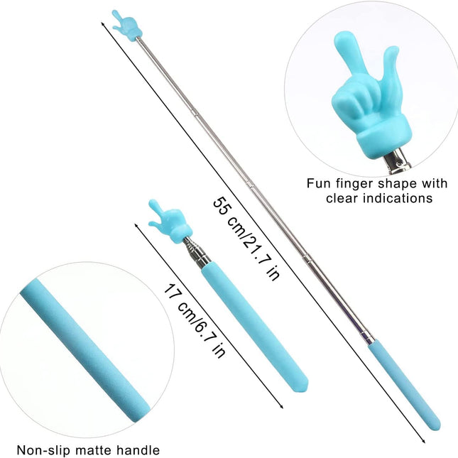 4 Pcs Telescopic Teachers Pointer, Extendable Whiteboard Finger Pointer Stick, Mini Retractable Classroom Pointer for Elementary School Kindergarten Teacher,Guides, Coach,Extends to 21.65".