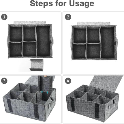 Camping Tableware Storage Felt Bag with Dividers, Motorhome Cupboard Storage Kitchen Accessorie Dinnerware Storage Bag for Motorhome, Caravan, Mobile Home, Camping, Kitchen (B).