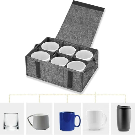 Camping Tableware Storage Felt Bag with Dividers, Motorhome Cupboard Storage Kitchen Accessorie Dinnerware Storage Bag for Motorhome, Caravan, Mobile Home, Camping, Kitchen (B).