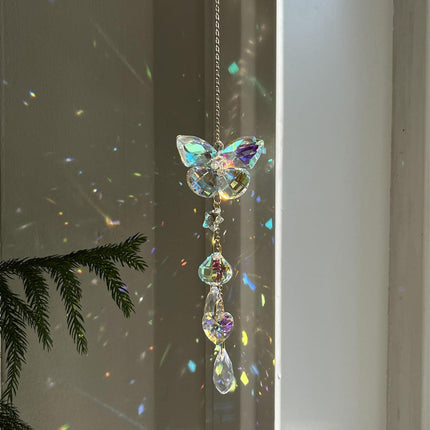 Crystal Butterfly Sun Catcher Window Hanging Decoration Rainbow Maker, Car Mirror Hanging Accessories, Rear View Mirror Hanging Décor.