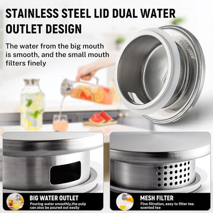 2 Quart (2 Liter 68 oz) Square Glass Pitcher with Lid and Spout, Water Pitchers Handle for Fridge, Borosilicate Carafe Hot/Cold Drink, Large Jug Iced Tea, Coffee,Juice,Milk,Beverage Clear 67.6 Ounces.
