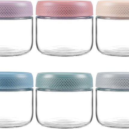 6-pack 8oz Glass jars with Airtight Lids, Overnight Oats Containers Wide mouth Mason Salad jars, Food Storage for Snacks Yogurt Spice Sugar -.