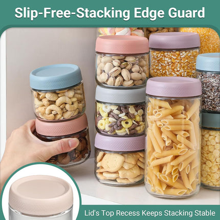 6-pack 8oz Glass jars with Airtight Lids, Overnight Oats Containers Wide mouth Mason Salad jars, Food Storage for Snacks Yogurt Spice Sugar -.