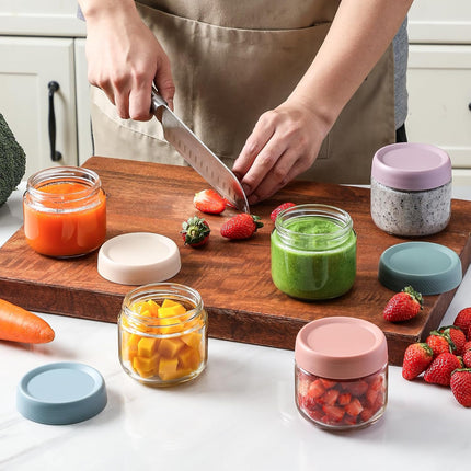 6-pack 8oz Glass jars with Airtight Lids, Overnight Oats Containers Wide mouth Mason Salad jars, Food Storage for Snacks Yogurt Spice Sugar -.