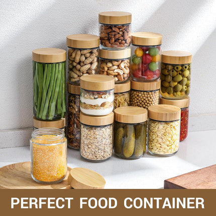 4-pack 16oz Glass jars with Airtight Lids, Overnight Oats Containers Bamboo Wide mouth Mason Salad jars, Food Storage for Snacks Yogurt Spice Sugar -.