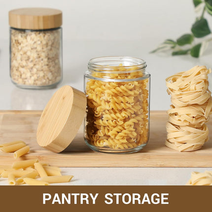 4-pack 16oz Glass jars with Airtight Lids, Overnight Oats Containers Bamboo Wide mouth Mason Salad jars, Food Storage for Snacks Yogurt Spice Sugar -.