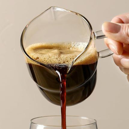 6 OZ Espresso Cups Set of 2, Double Spouts Stackable Cups, Shots Glass Mugs with Handle, Machine Accessories for Coffee Bar, Cute Clear Glasses Gift -.