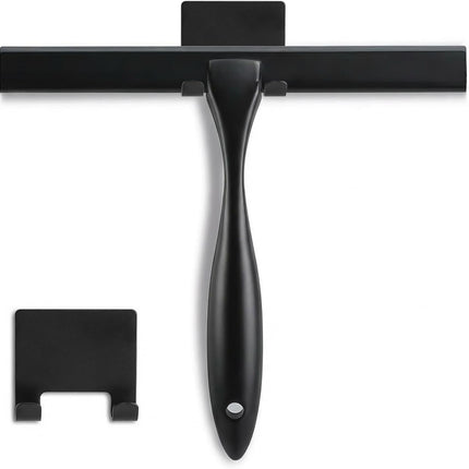 Shower Squeegee, 10-Inch Matte Black All-Purpose Stainless Steel Squeegee for Bathroom, Doors, Mirrors, Tiles and Car Windows - 100% Streak Free.