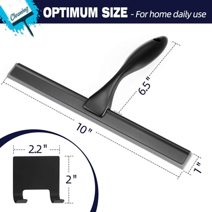 Shower Squeegee, 10-Inch Matte Black All-Purpose Stainless Steel Squeegee for Bathroom, Doors, Mirrors, Tiles and Car Windows - 100% Streak Free.