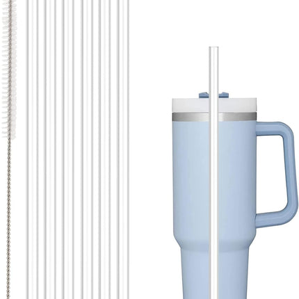 Replacement Straw Compatible with Stanley 40 oz 30 Cup Tumbler, 6 Pack Reusable Cleaning Brush, Plastic, Clear Straw*6 For 40oz/30oz.