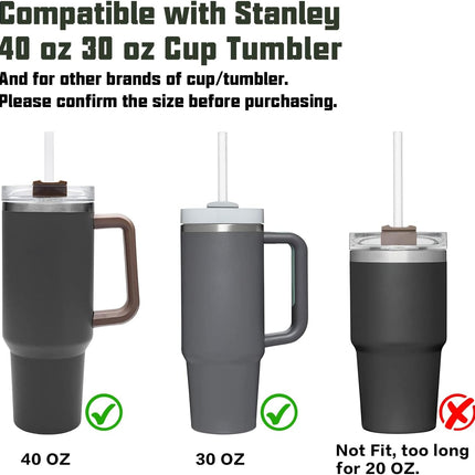 Replacement Straw Compatible with Stanley 40 oz 30 Cup Tumbler, 6 Pack Reusable Cleaning Brush, Plastic, Clear Straw*6 For 40oz/30oz.