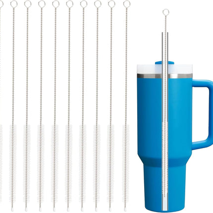 Straw Cleaner Brush for Stanley, 10Pcs Extra Long Cleaning 40oz 30oz 20oz 14oz Stanley Mug and More Glass, Stainless,Bottle Silicone Clear 10 Pieces.