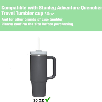 10 Pcs Replacement Straws Compatible with Stanley 30 oz Cup Tumbler, Reusable Plastic Cleaning Brush for Adventure Travel Tumbler（10.4inch Long） -.
