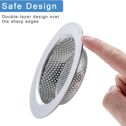 2 Pcs Sink Strainer for Most Kitchen Drain Basket, Upgraded Double-Layer Safe Design (Outer Diameter 4.5 Inch) Silver(2 Pcs) -.
