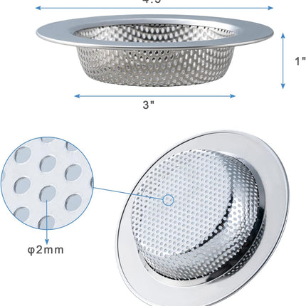 2 Pcs Sink Strainer for Most Kitchen Drain Basket, Upgraded Double-Layer Safe Design (Outer Diameter 4.5 Inch) Silver(2 Pcs) -.