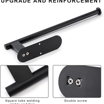 Paper Towel Holder, Upgrade SUS304 Stainless Steel Holder Under Cabinet, Bend-Resistant, Self-Adhesive or Drill mounting (Black) Black -.