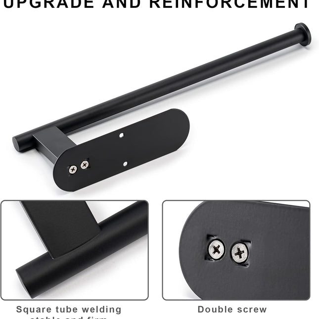 Paper Towel Holder, Upgrade SUS304 Stainless Steel Holder Under Cabinet, Bend-Resistant, Self-Adhesive or Drill mounting (Black) Black -.