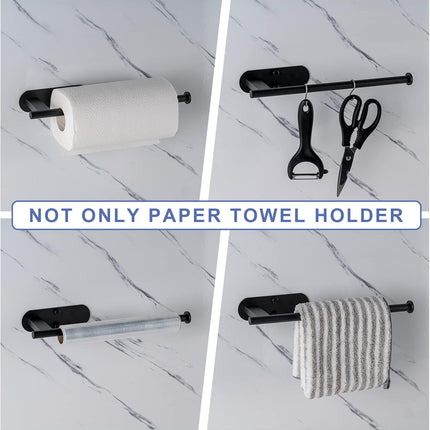 Paper Towel Holder, Upgrade SUS304 Stainless Steel Holder Under Cabinet, Bend-Resistant, Self-Adhesive or Drill mounting (Black) Black -.