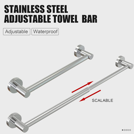 Towel Bar - Adjustable 304 Stainless Steel Holder for Bathroom (11.8inch-22.6inch) Sturdy and Rustproof Wall Mounted Rack Accessories, Silver… Silver.