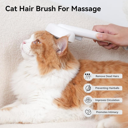 Cat Brush for Shedding, Brushes Indoor Cats, Long or Short Haired Grooming Comb Kitten Rabbit Massage Removes Loose Fur White -.