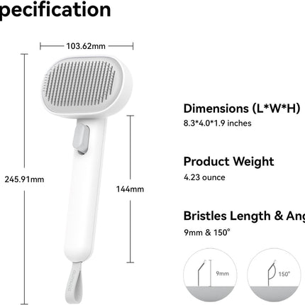 Cat Brush for Shedding, Brushes Indoor Cats, Long or Short Haired Grooming Comb Kitten Rabbit Massage Removes Loose Fur White -.