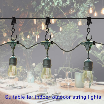 Stainless Steel S Hooks Curtain Clips, 50 Pack Hanging Party Lights Clips Hangers Gutter Photo, Art Craft Display, 2.4 Inch Long, Black Long -.