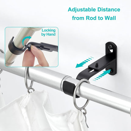 Adjustable Curtain Rod Brackets, Metal Window Drapery Hanger Holders Hooks for 1 inch Rods (Black, Set of 3) Black 3.
