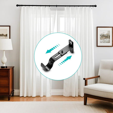 Adjustable Curtain Rod Brackets, Metal Window Drapery Hanger Holders Hooks for 1 inch Rods (Black, Set of 3) Black 3.
