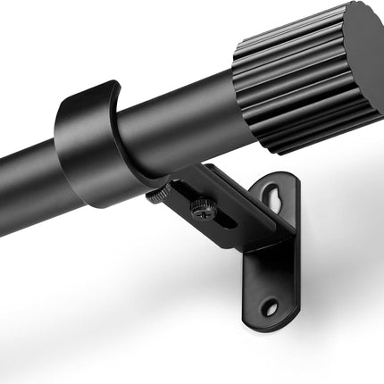 Curtain Rods for Windows 16 to 48 Inch, Rod Max Adjustable Length of 60 in, 1" Diameter Drapery with Cylindrical Finials, Black 1 Pack 16" 48".