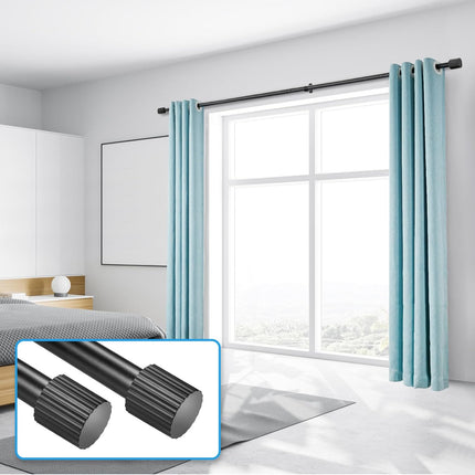 Curtain Rods for Windows 16 to 48 Inch, Rod Max Adjustable Length of 60 in, 1" Diameter Drapery with Cylindrical Finials, Black 1 Pack 16" 48".