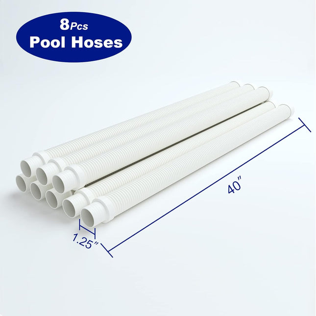 Vacuum Hose/Replacement Pool Hose -1.5” 8 Hoses for Pool,Spa White -.