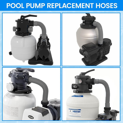 1.5" x 20" Pool Hose Replacement, Pack of 2 - Compatible with Above Ground Pools Filter Pump Hoses, Sand Filters, Saltwater Systems (1,500-2,500 GPH), Grey Gray.