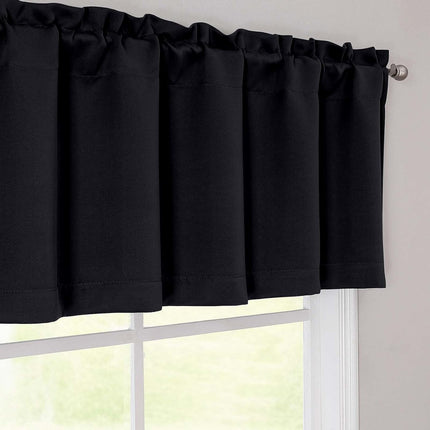 Black Valances for Windows, Small Blackout Curtains Kitchen Bedroom Living Room, Rod Pocket Privacy Modern Solid Short Window Treatment Valance Bathroom Panels, 60" Wx18 L,1 Piece 60"W x 18"L (Pack of.