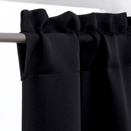 Black Valances for Windows, Small Blackout Curtains Kitchen Bedroom Living Room, Rod Pocket Privacy Modern Solid Short Window Treatment Valance Bathroom Panels, 60" Wx18 L,1 Piece 60"W x 18"L (Pack of.