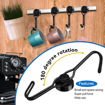 Hooks, 30lbs+ Magnetic Magnet Hook 2026 Cruise Cabin Ship Essentials Heavy Duty Strong Refrigerator Fridge Hanging for Classroom Beach Vacation Kitchen Grills Home Mug Hanger (6 Pack) Black 0.63in x.