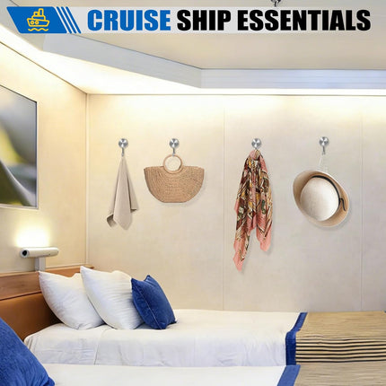 Magnetic Hooks for Cruise Cabins, 60Lbs Swivel Heavy Duty, Ship Essentials, Locker Accessories, Magnet Hook Classroom, Refrigerator, Hanging, Grill -6 Pack Silver 1x2inch.