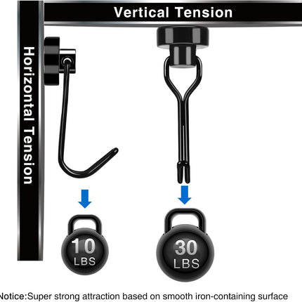 Black Magnet Hooks, 25LBS Swivel Magnetic Hooks for Hanging, Strong Cruise Cabins, Grill, Refrigerator, Kitchen, Door, Locker, Key and Calendar - Pack of 3.