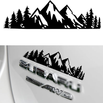 Vinyl Snow Mountain Tree Decal Sticker, Trunk Logo Car Exterior Accessories(Black) Black -.