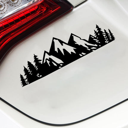 Vinyl Snow Mountain Tree Decal Sticker, Trunk Logo Car Exterior Accessories(Black) Black -.