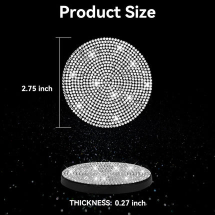 Bling Cup Holder Coasters for Car, 2PCS Universal Non-Slip Holder, Embedded Decorative Coasters, Shiny Crystal Car Interior Accessories Gifts Women (White) White.