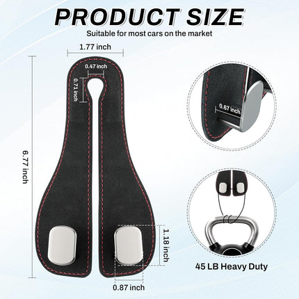 2PCS Car Purse Holder Hook, Seat Back Storage Leather-Wrapped Alloy Double Headrest Hook for Purses & Bags, Cute Interior Accessories Women and Men, Black -.