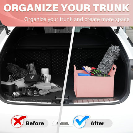 Car Trunk Organizer, Foldable Organizer for SUV, Lightweight Storage Sundries, Accessories Women and Men, Travel Essentials, Felt, 2 Pack Pink pink -.