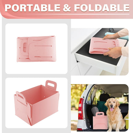 Car Trunk Organizer, Foldable Organizer for SUV, Lightweight Storage Sundries, Accessories Women and Men, Travel Essentials, Felt, 2 Pack Pink pink -.
